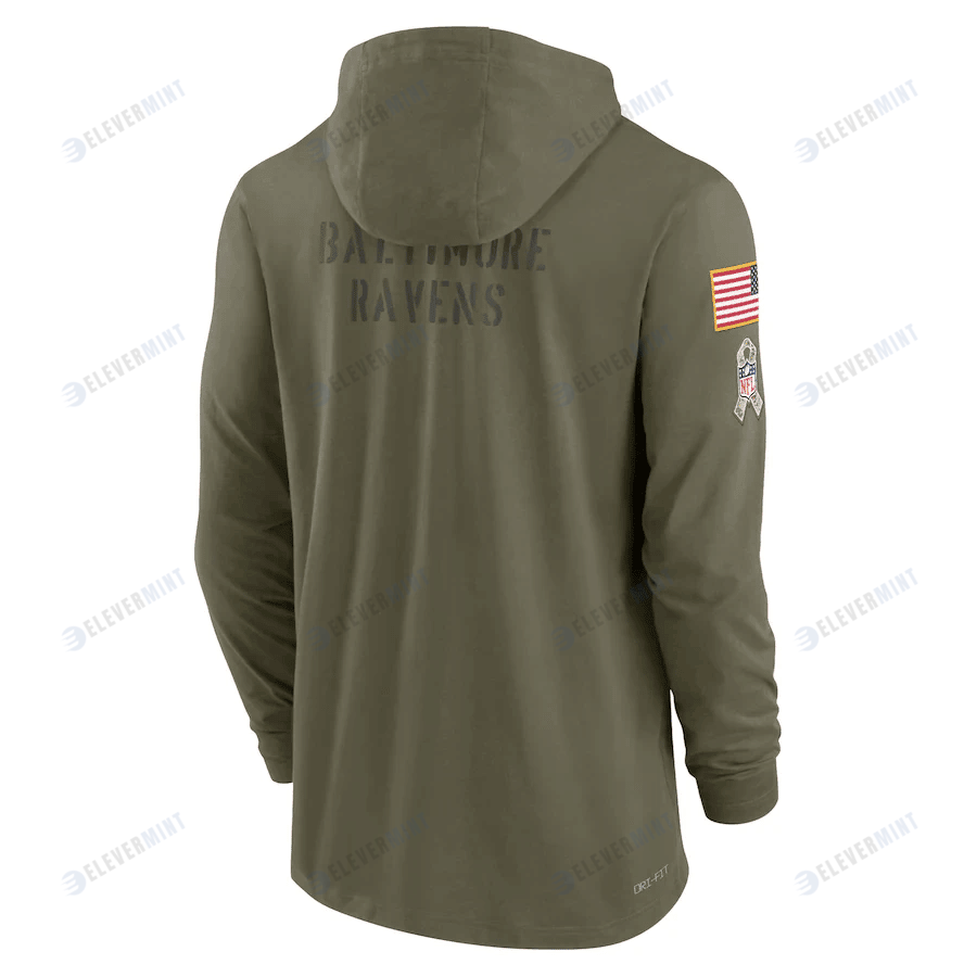 Men Baltimore Ravens 2022 Salute to Service Tonal Pullover Hoodie - Olive