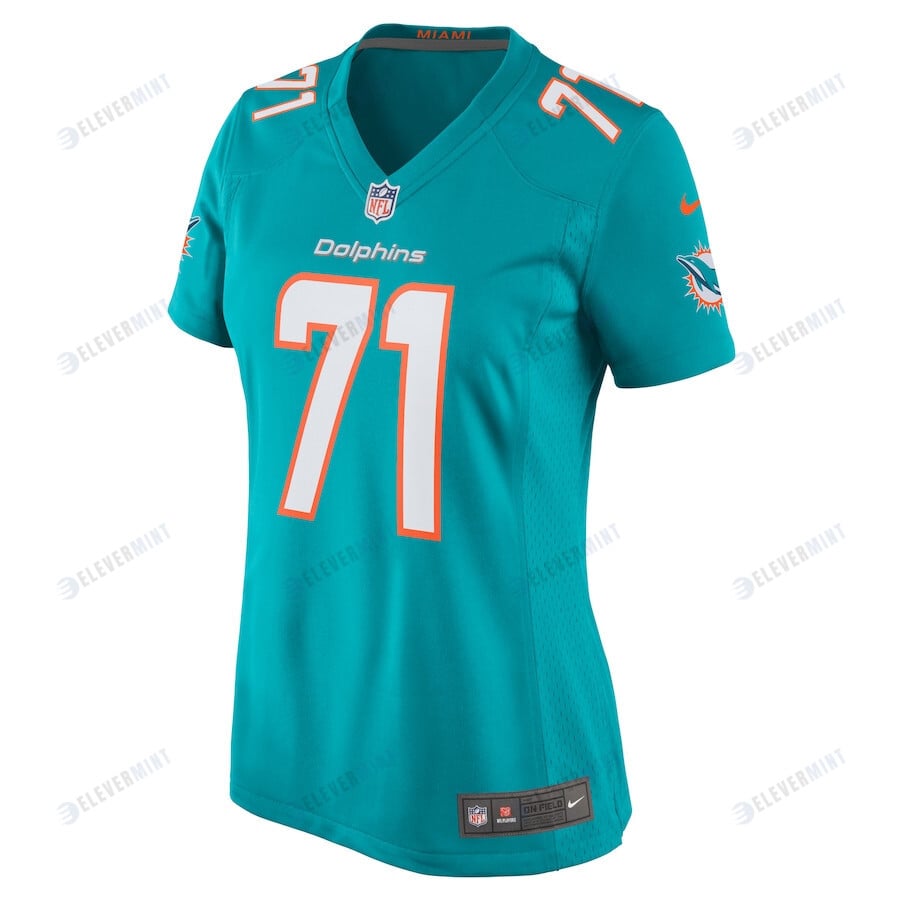 Brandon Shell 71 Miami Dolphins Women Home Game Jersey - Aqua