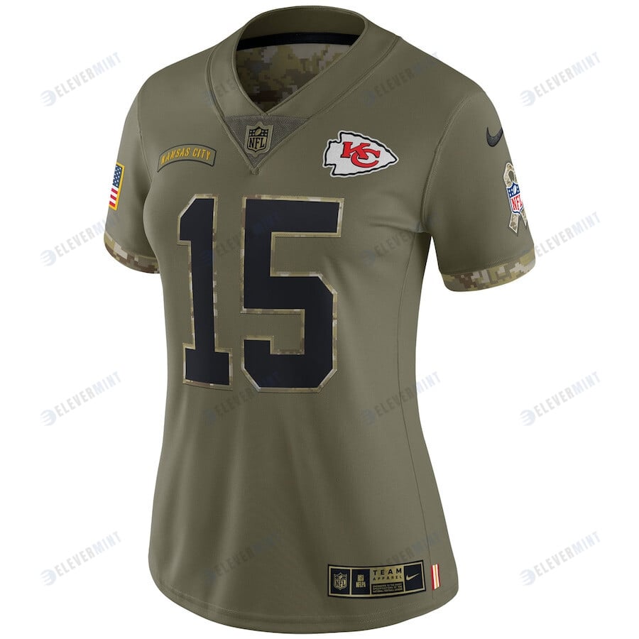 Patrick Mahomes Kansas City Chiefs Women's 2022 Salute To Service Limited Jersey - Olive