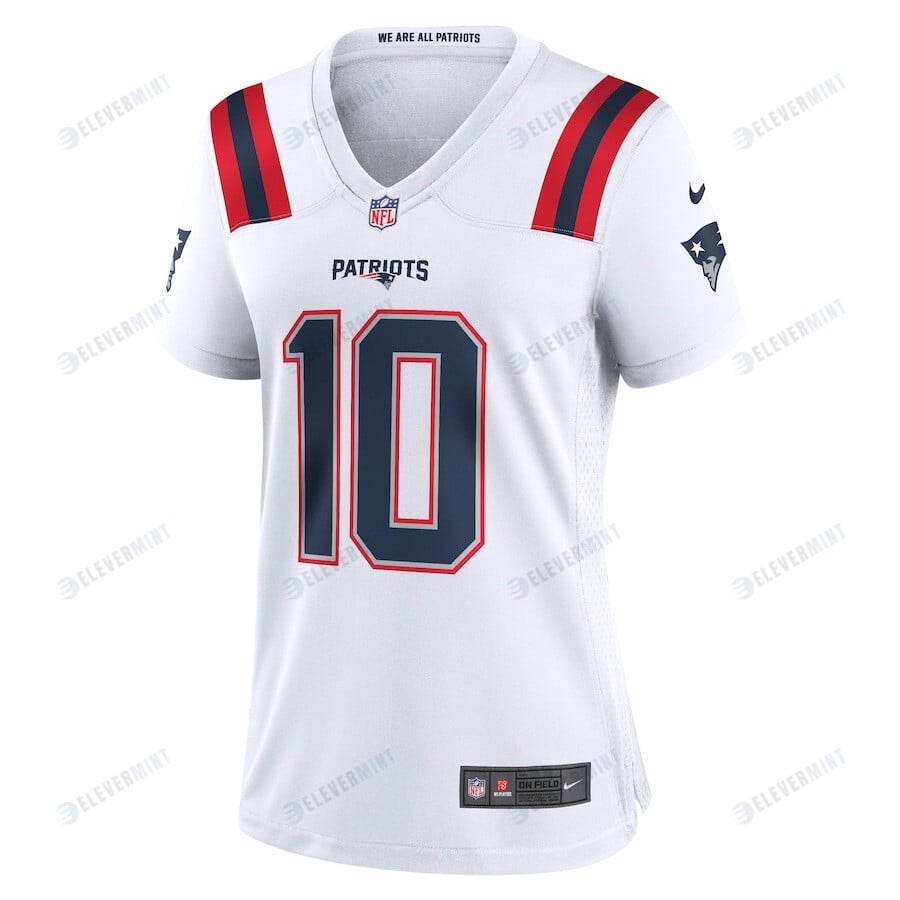 Mac Jones 10 New England Patriots Women Jersey - White