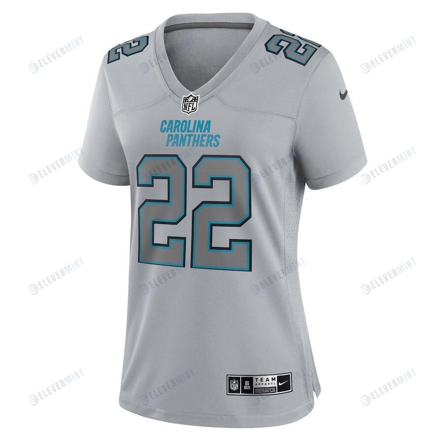 Christian McCaffrey 22 Carolina Panthers Women's Atmosphere Fashion Game Jersey - Gray