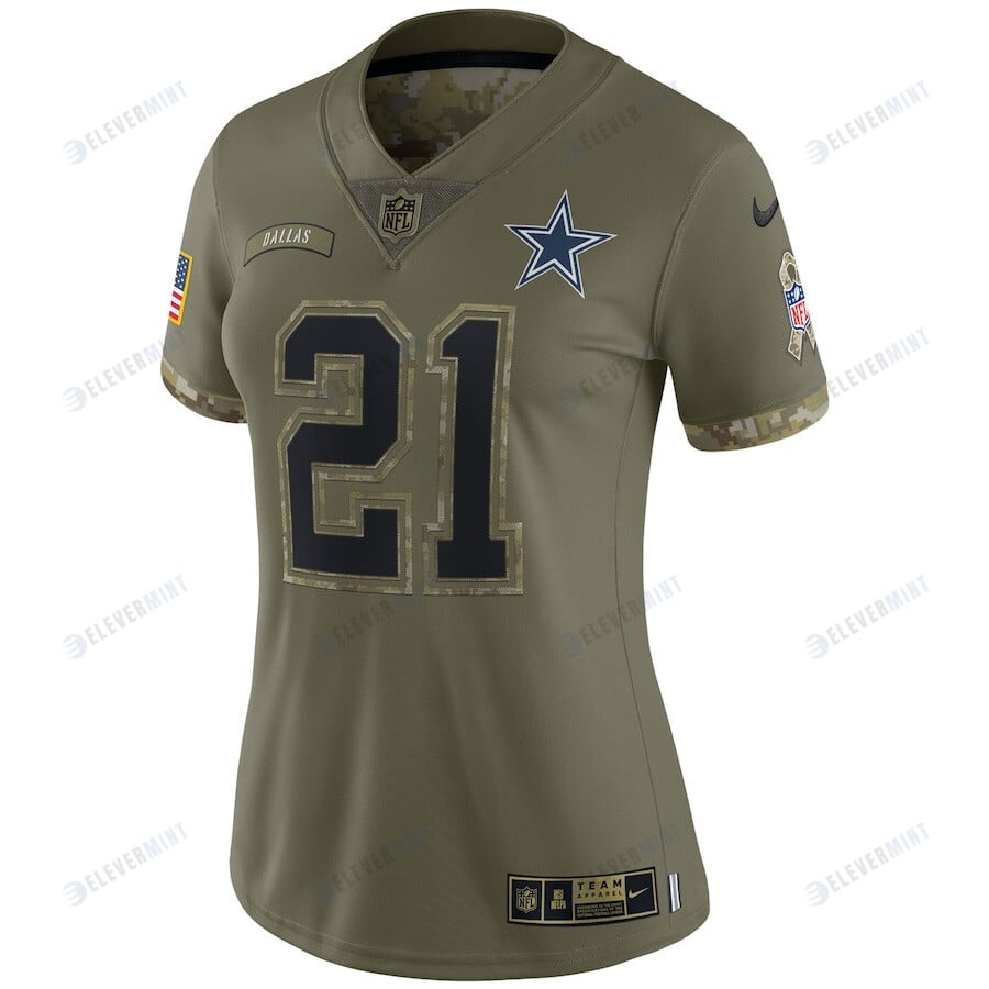 Ezekiel Elliott Dallas Cowboys Women's 2022 Salute To Service Limited Jersey - Olive