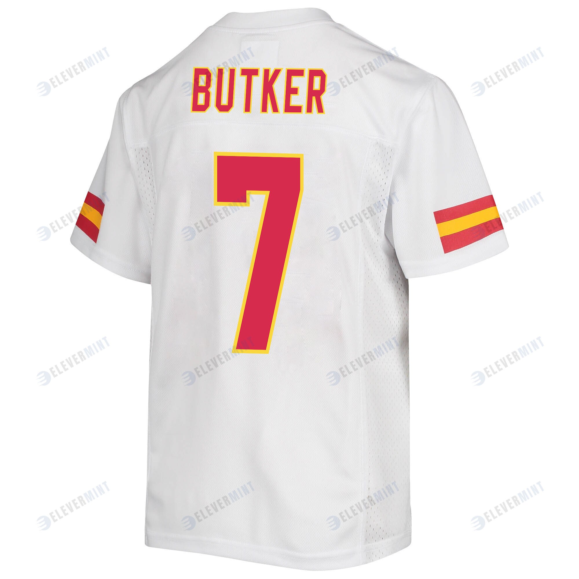 Harrison Butker 7 Kansas City Chiefs Super Bowl LVII Champions 3 Stars Youth Game Jersey - White