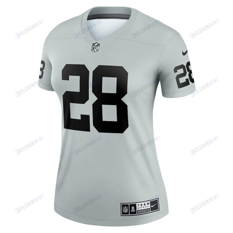 Josh Jacobs 28 Las Vegas Raiders Women Inverted Legend Jersey - Silver