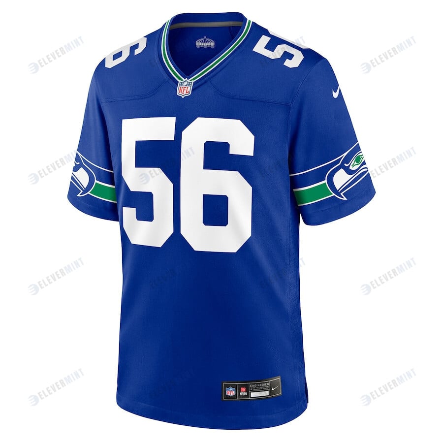 Jordyn Brooks 56 Seattle Seahawks Men Throwback Game Jersey - Royal