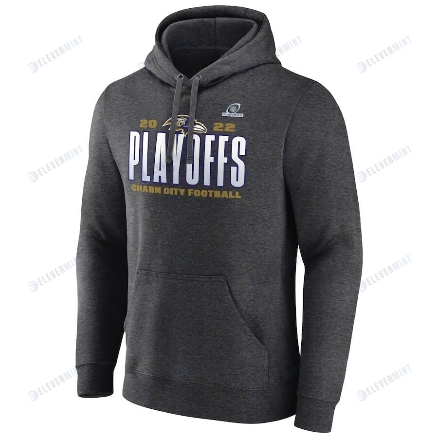 Baltimore Ravens 2022 NFL Playoffs Our Time Pullover Hoodie - Charcoal