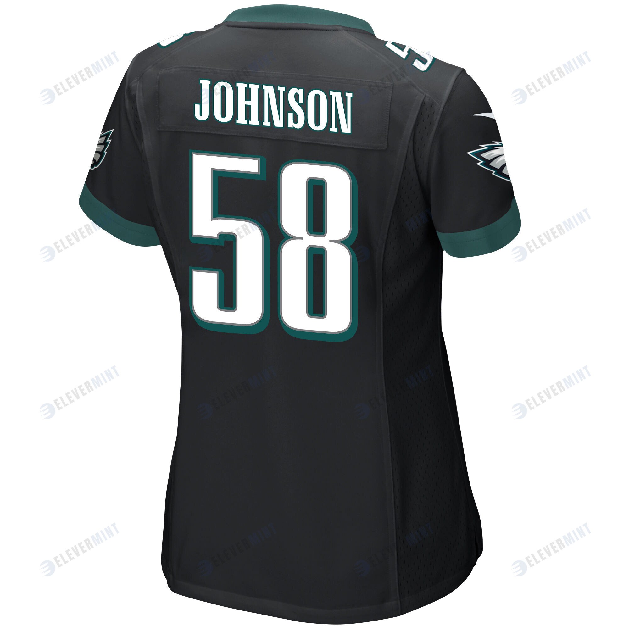 Kyron Johnson 58 Philadelphia Eagles Super Bowl LVII Champions 2 Stars Women Game Jersey - Black