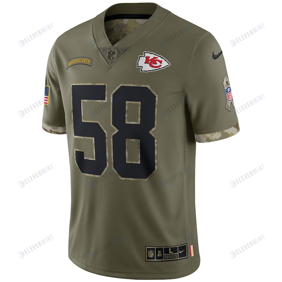 Derrick Thomas Kansas City Chiefs 2022 Salute To Service Retired Player Limited Jersey - Olive