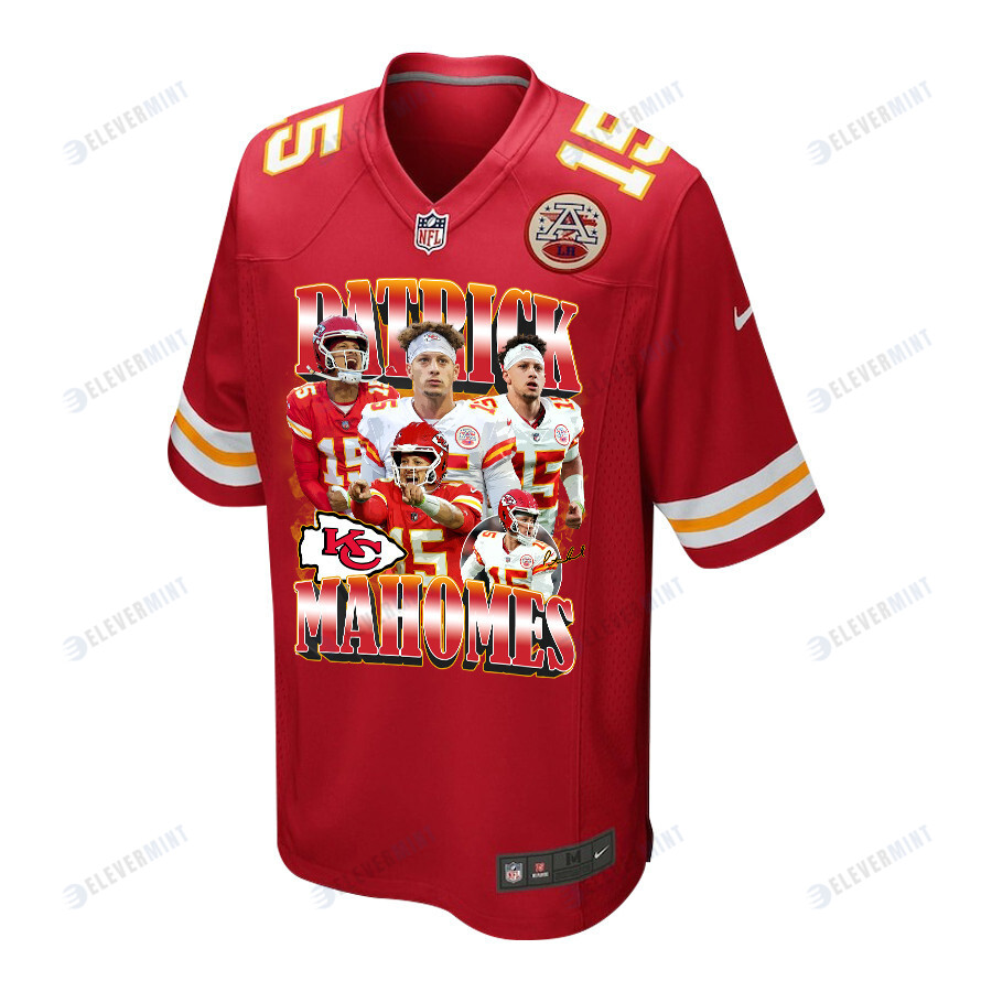 Patrick Mahomes 15 Kansas City Chiefs Cheers Game Jersey - Men, Red