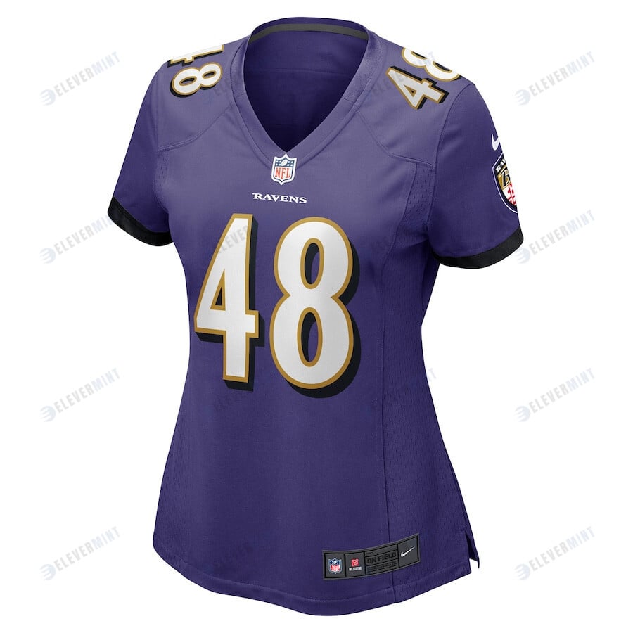 Jeremiah Moon 48 Baltimore Ravens Women's Game Player Jersey - Purple