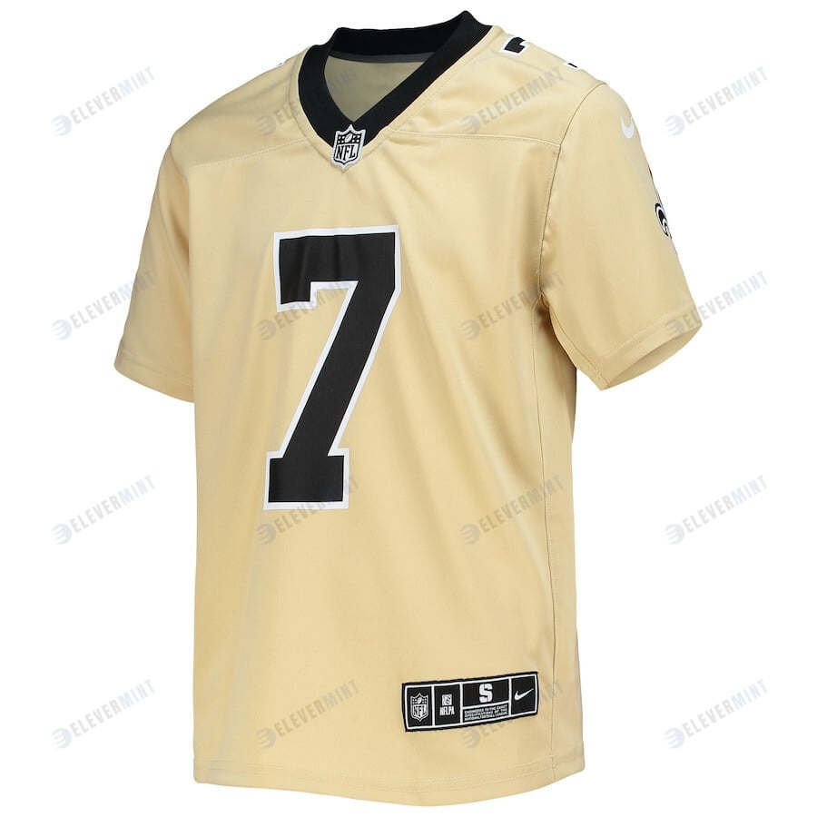 Taysom Hill 7 New Orleans Saints Youth Inverted Team Game Jersey - Gold