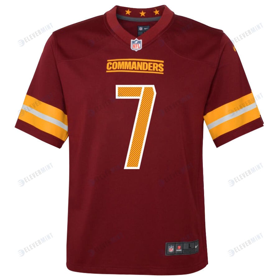 Jacoby Brissett 7 Washington Commanders Game Youth Jersey - Burgundy