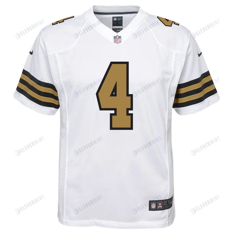 Derek Carr 4 New Orleans Saints Alternate Game Youth Jersey - White
