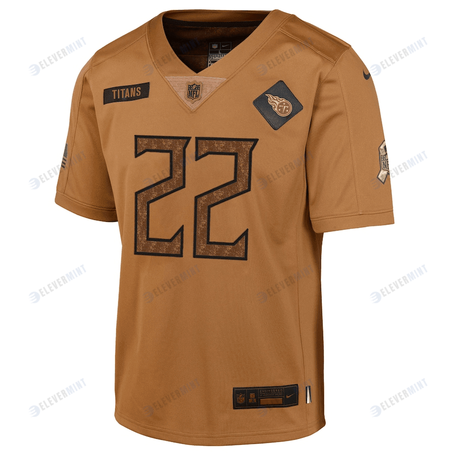 Derrick Henry 22 Tennessee Titans 2023 Salute To Service Limited YOUTH Jersey - Brown