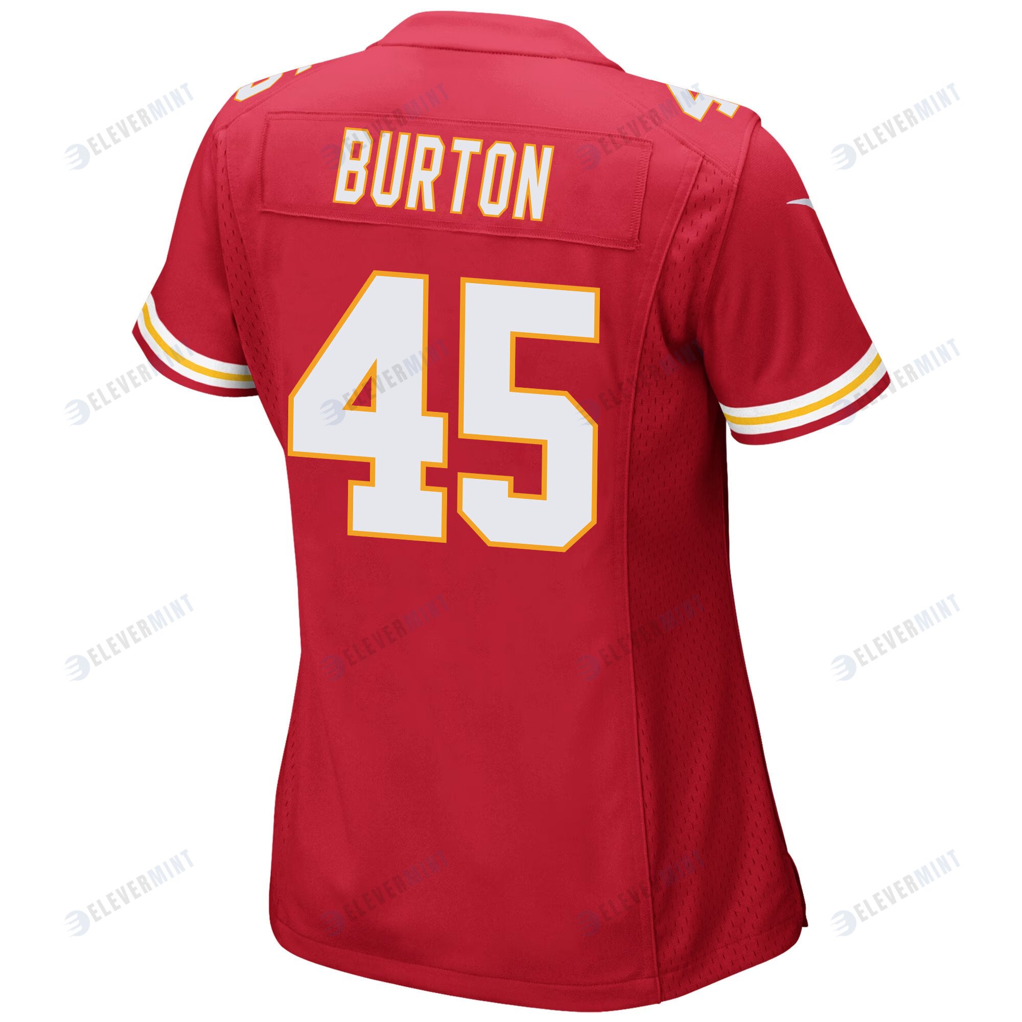 Michael Burton 45 Kansas City Chiefs Super Bowl LVII Champions 3 Stars Women Game Jersey - Red