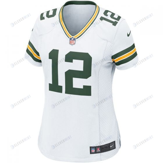 Aaron Rodgers 12 Green Bay Packers Women Away Game Jersey - White