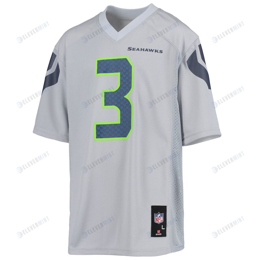 Russell Wilson 3 Seattle Seahawks YOUTH Jersey - Gray