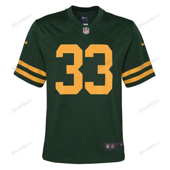 Aaron Jones 33 Green Bay Packers 50s Classic YOUTH Game Jersey - Green & Gold