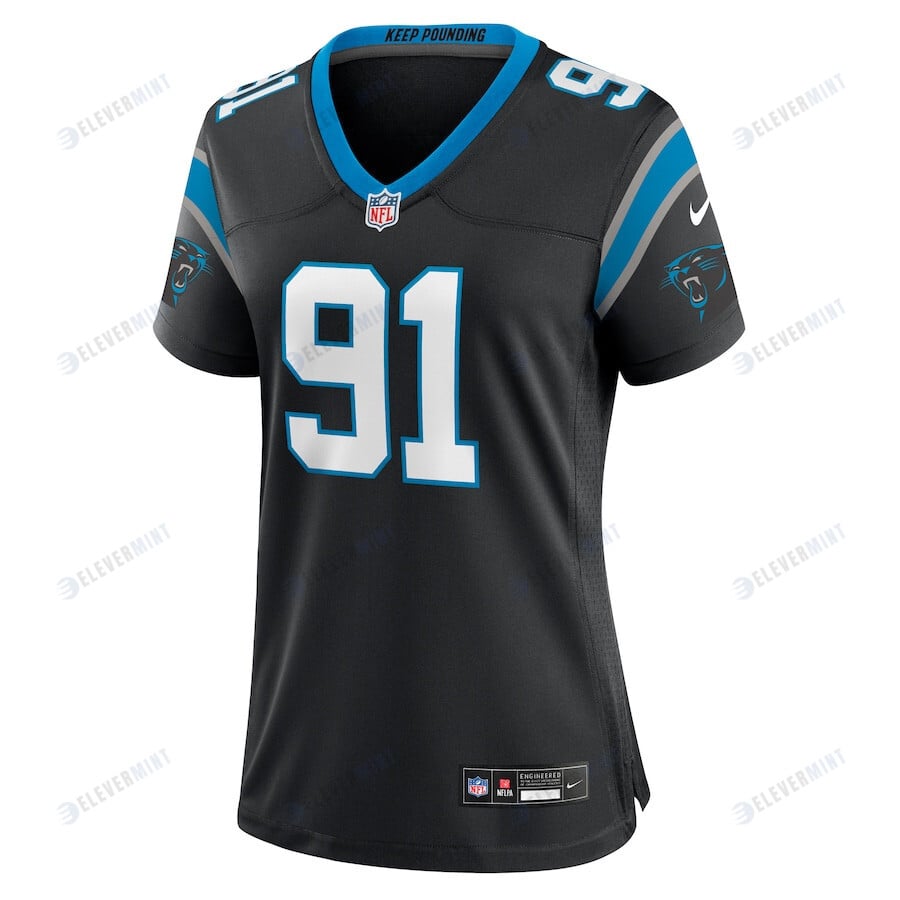 Nick Thurman 91 Carolina Panthers Women's Team Game Jersey - Black