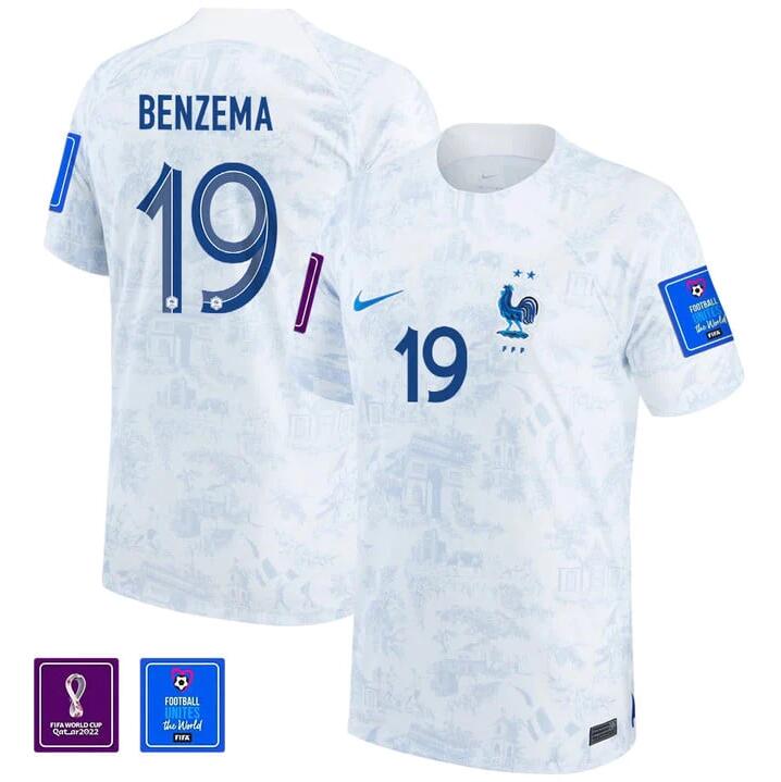 France Karim Benzema Away Jersey 2022 World Cup Kit
