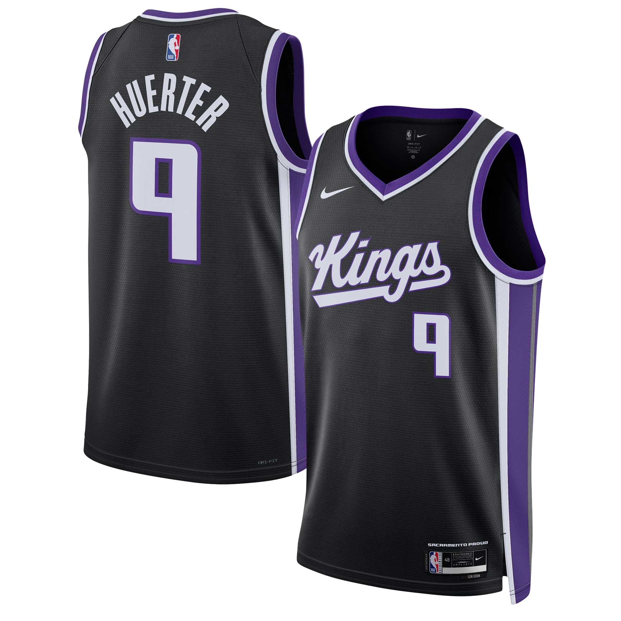 Kevin Huerter Sacramento Kings Nike Unisex Swingman Jersey - Association Edition - Black