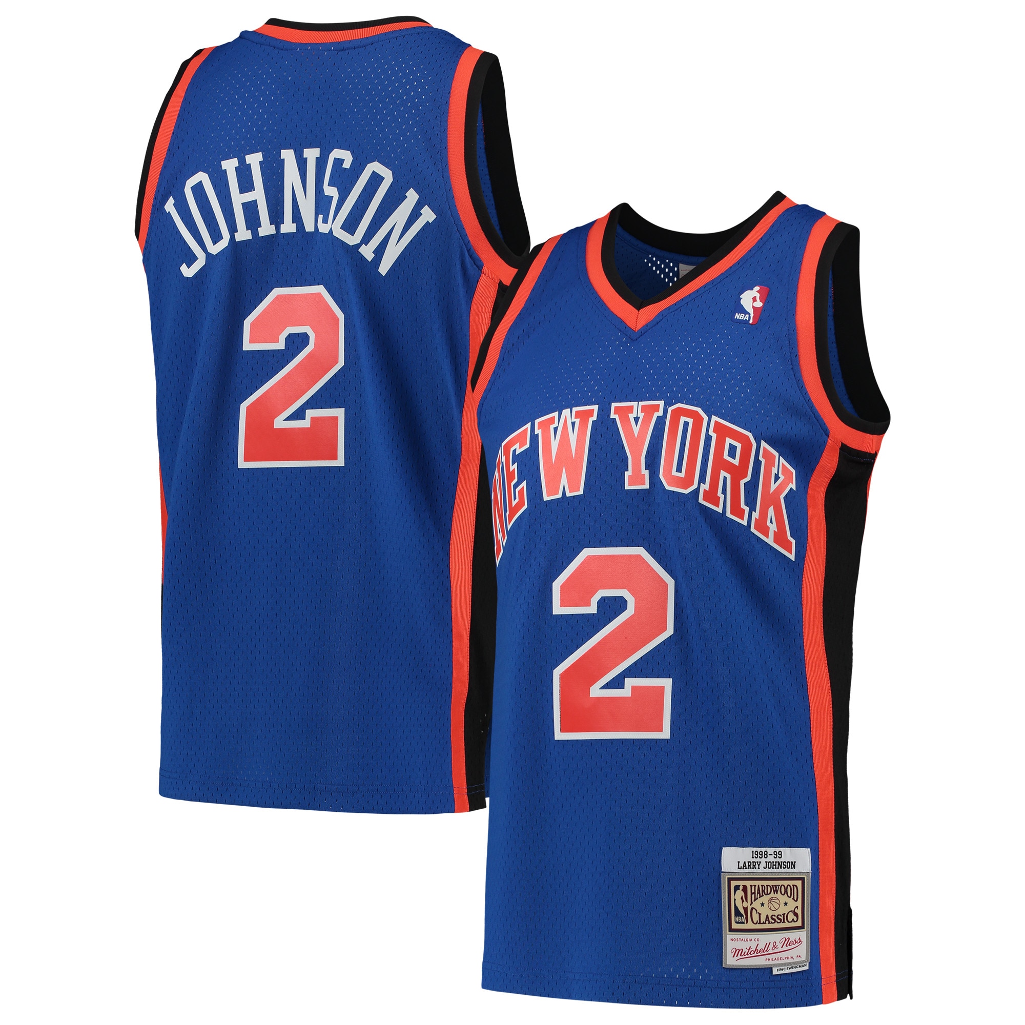 Larry Johnson New York Knicks Mitchell & Ness Hardwood Classics Swingman Jersey - Blue