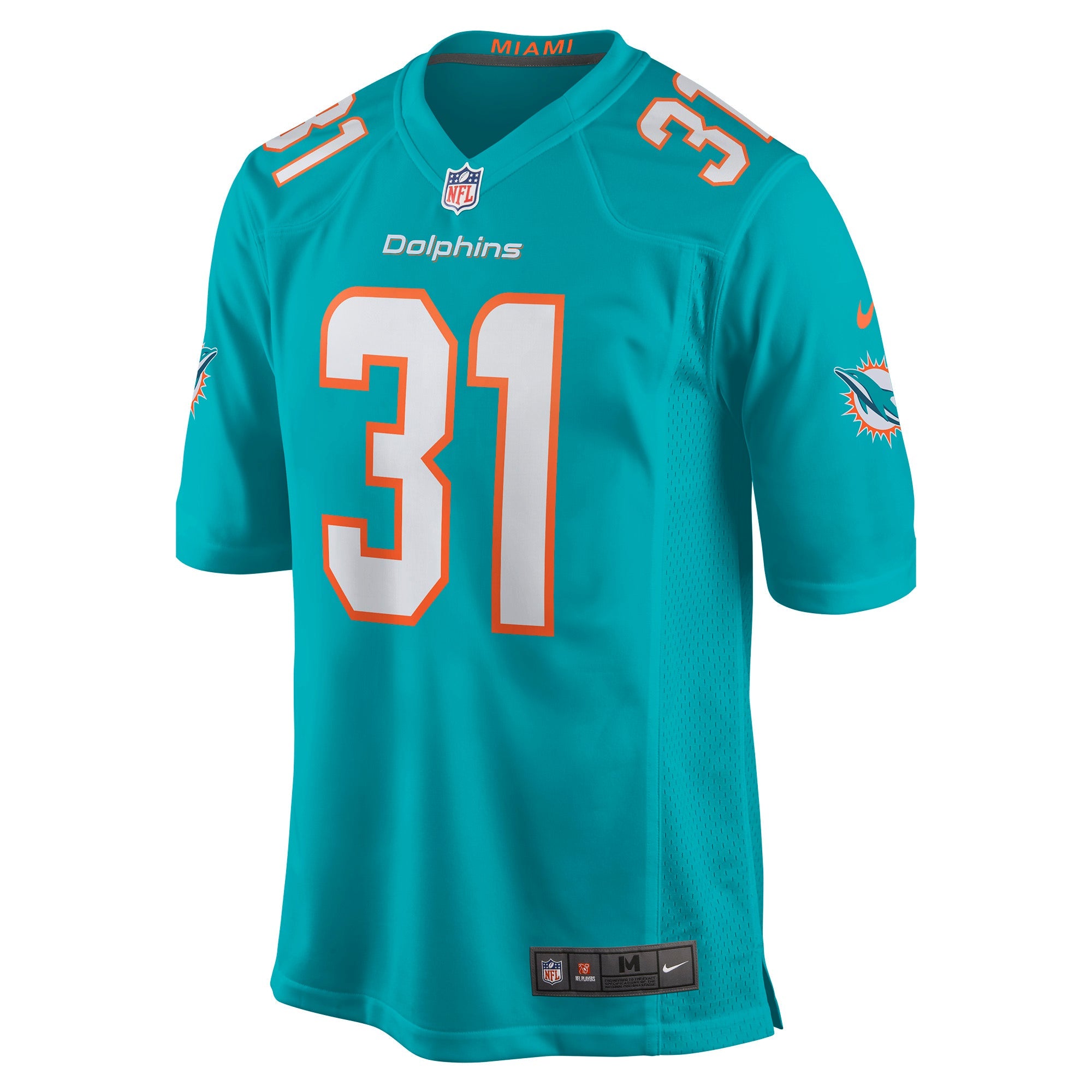 Men's Nike Raheem Mostert Aqua Miami Dolphins Game Jersey