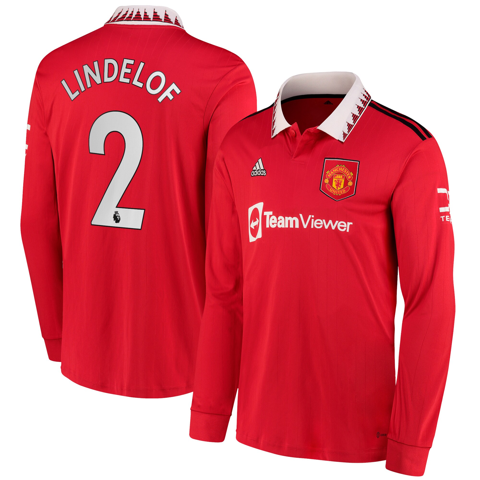 Victor Lindelof Manchester United adidas 2022/23 Home Replica Long Sleeve Jersey - Red