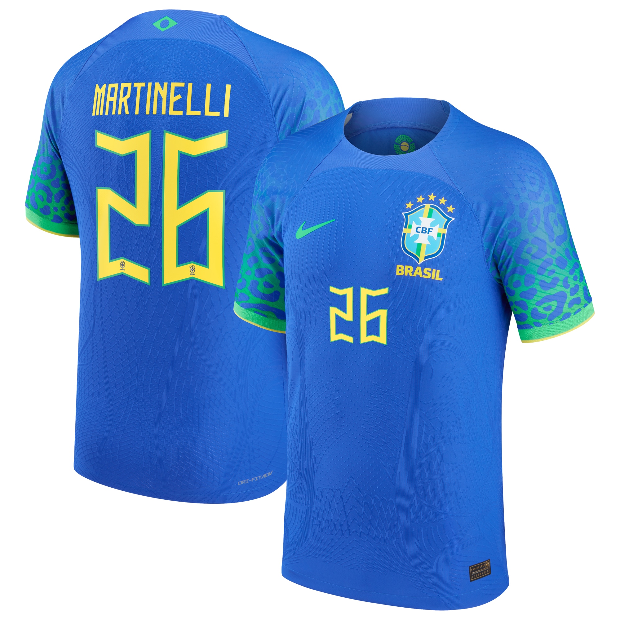 Gabriel Martinelli Brazil National Team Nike 2022/23 Authentic Away Jersey - Blue