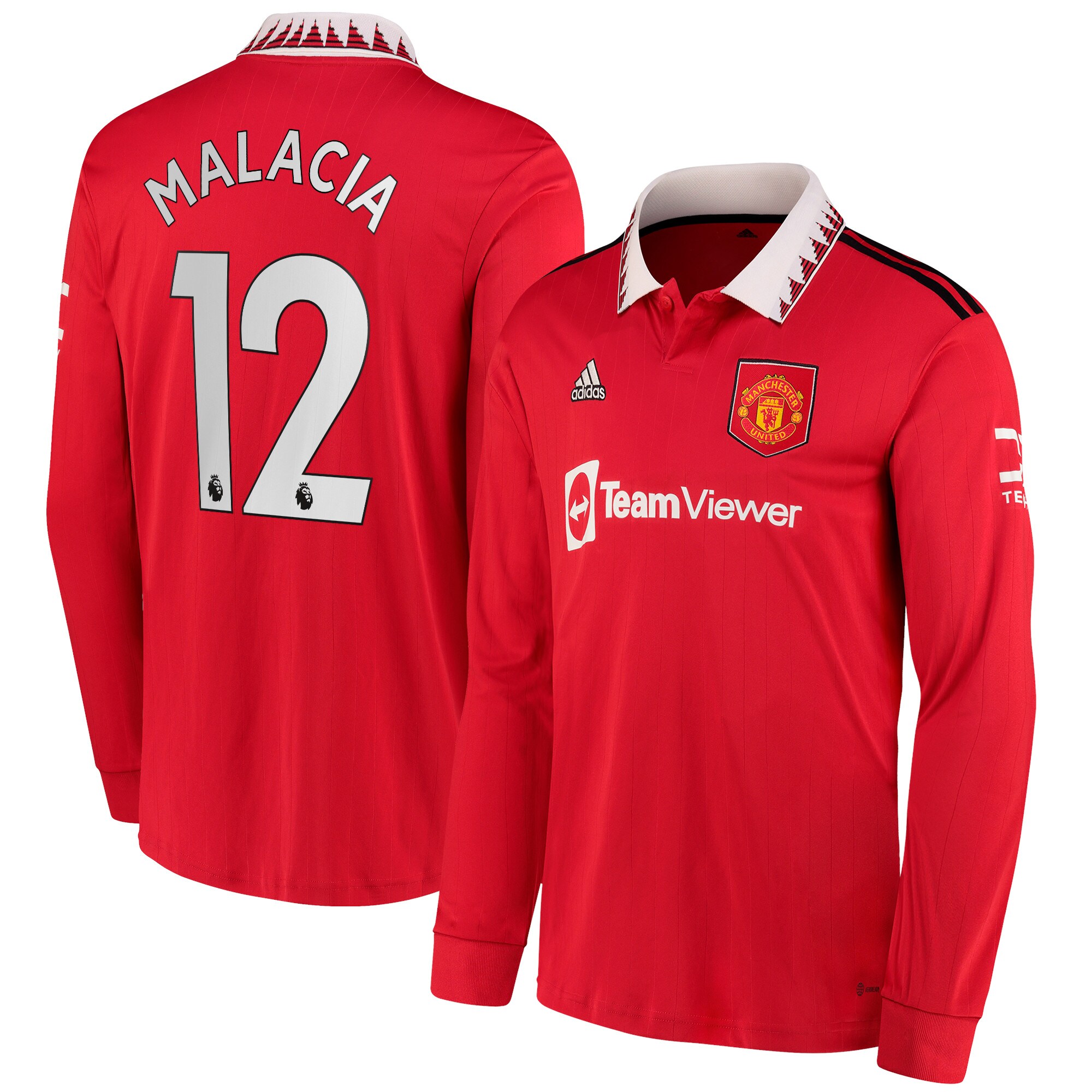 Tyrell Malacia Manchester United adidas 2022/23 Home Replica Long Sleeve Jersey - Red