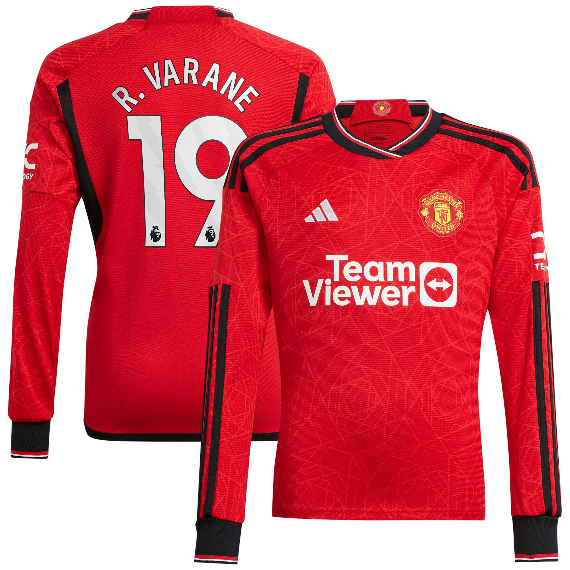 Raphael Varane Manchester United adidas 2023/24 Home Replica Long Sleeve Player Jersey - Red