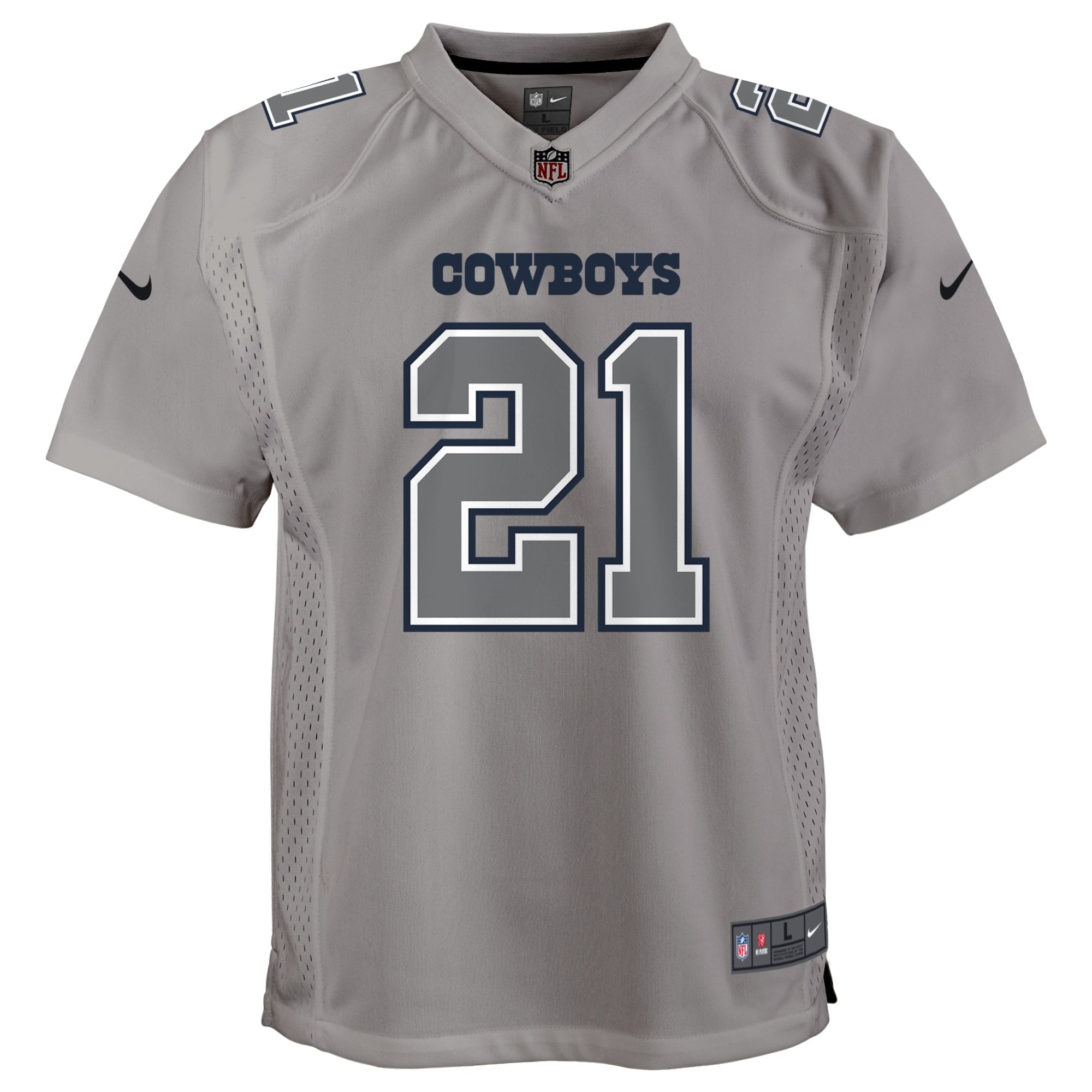 Youth Nike Ezekiel Elliott Gray Dallas Cowboys Atmosphere Game Jersey