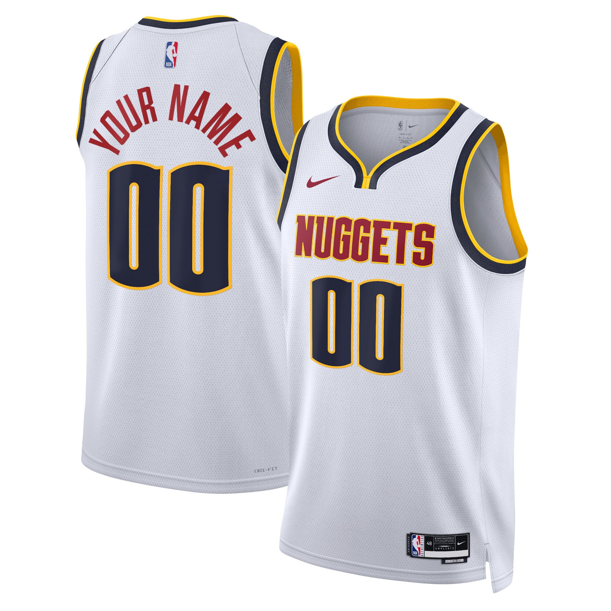 Denver Nuggets Nike Unisex Swingman Custom Jersey White - Icon Edition