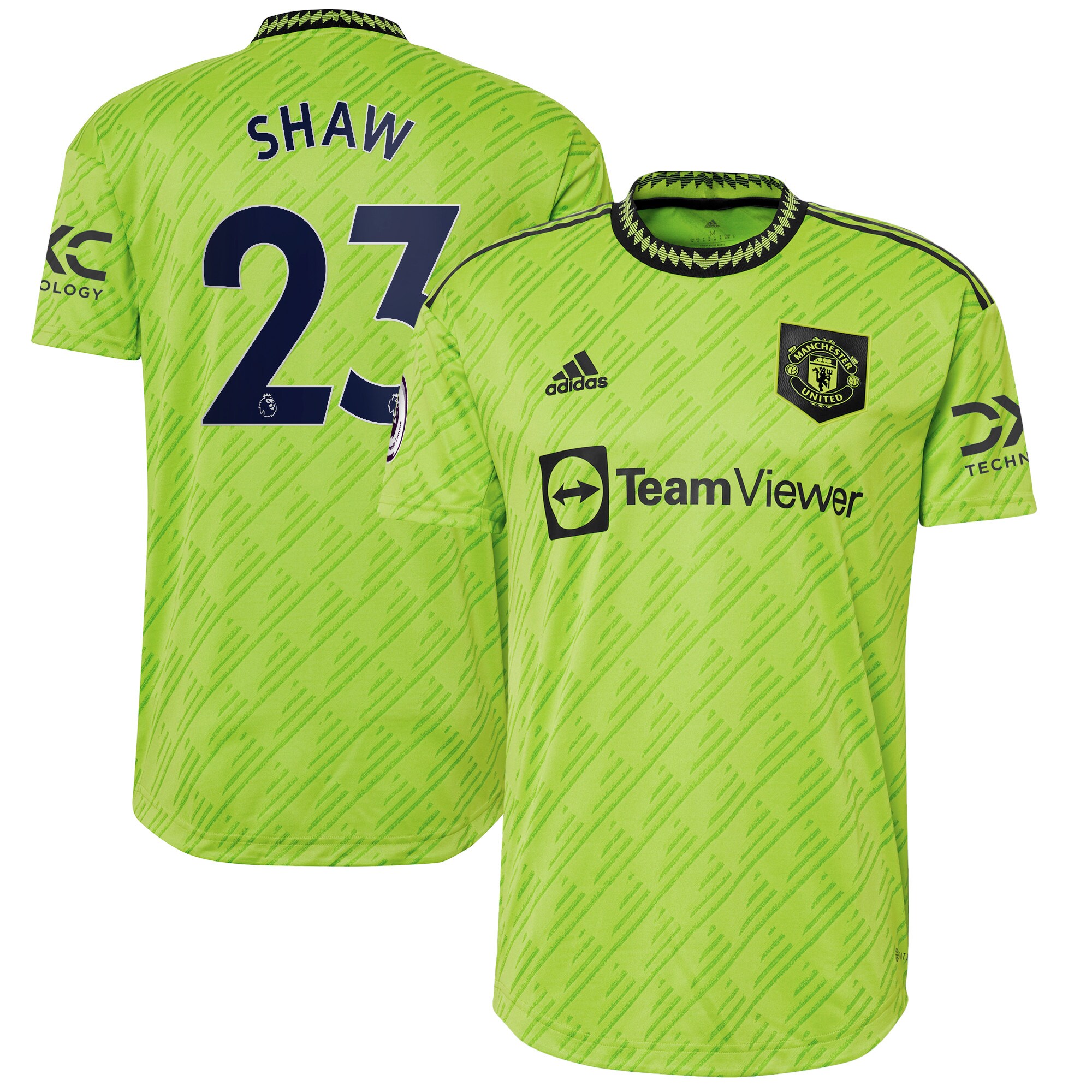 Luke Shaw Manchester United adidas 2022/23 Third Authentic Player Jersey - Neon Green