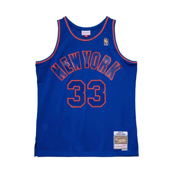 Men's New York Knicks Patrick Ewing Mitchell & Ness Blue 1996-97 Hardwood Classics Swingman Jersey