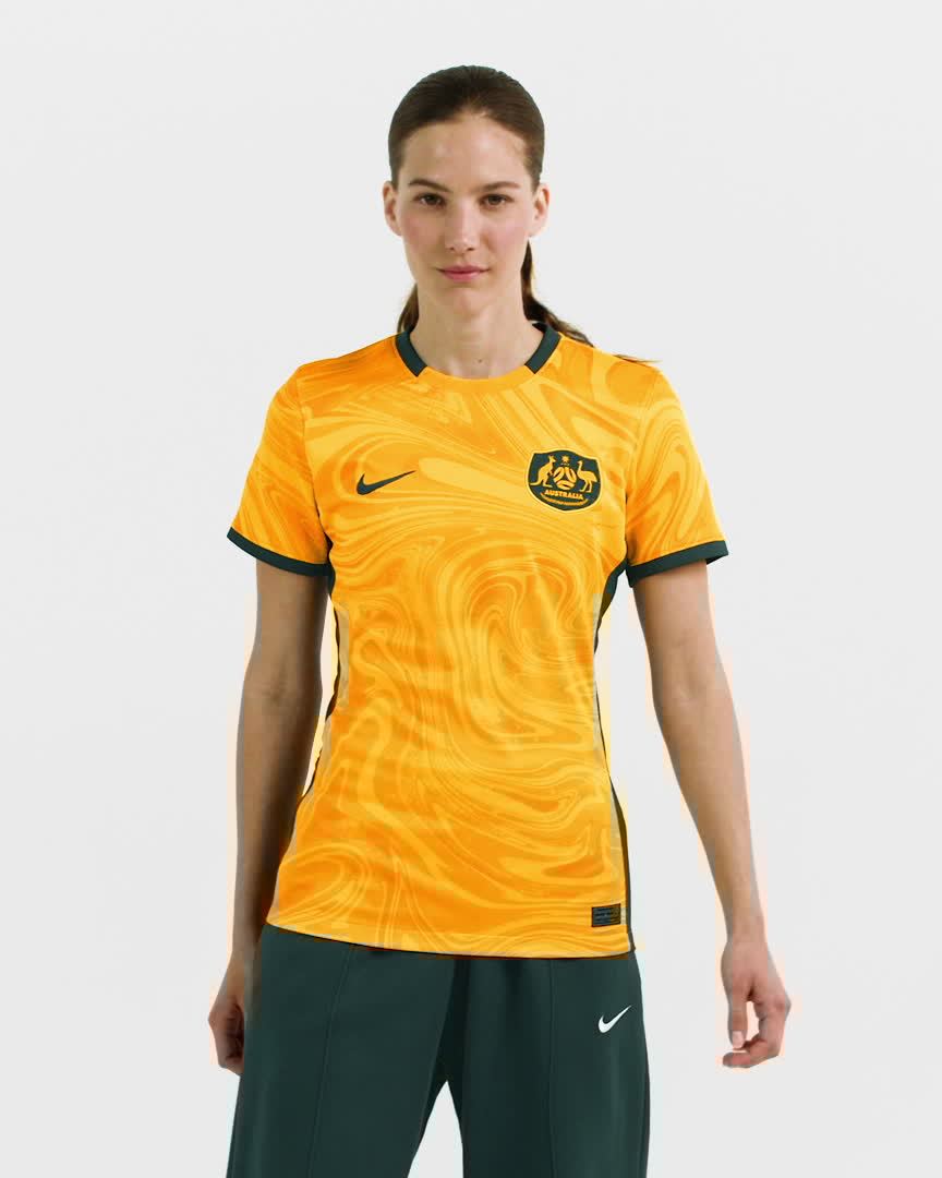 Australia 2023 Stadium Home Women's Nike Dri-FIT Soccer Jersey - Varsity Maize/Pro Green/Pro Green