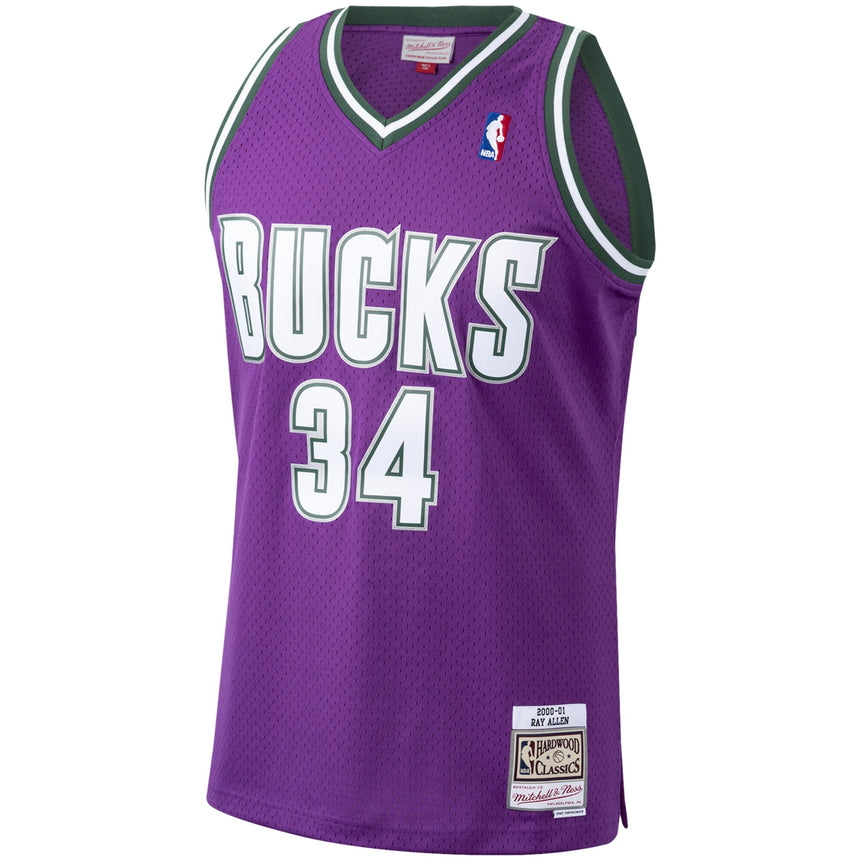 Men's Mitchell & Ness Ray Allen Milwaukee Bucks Purple 2000-01 Hardwood Classics Swingman Jersey