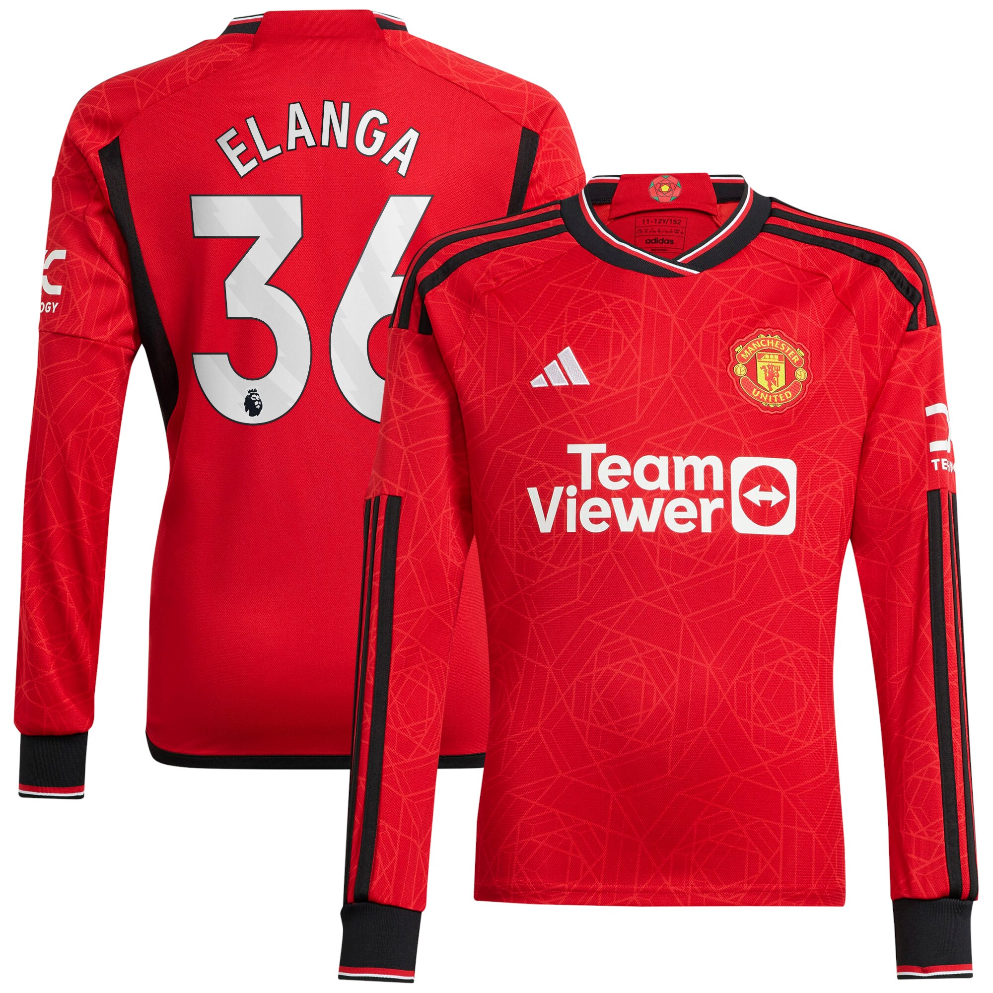 Anthony Elanga Manchester United adidas 2023/24 Home Replica Long Sleeve Player Jersey - Red