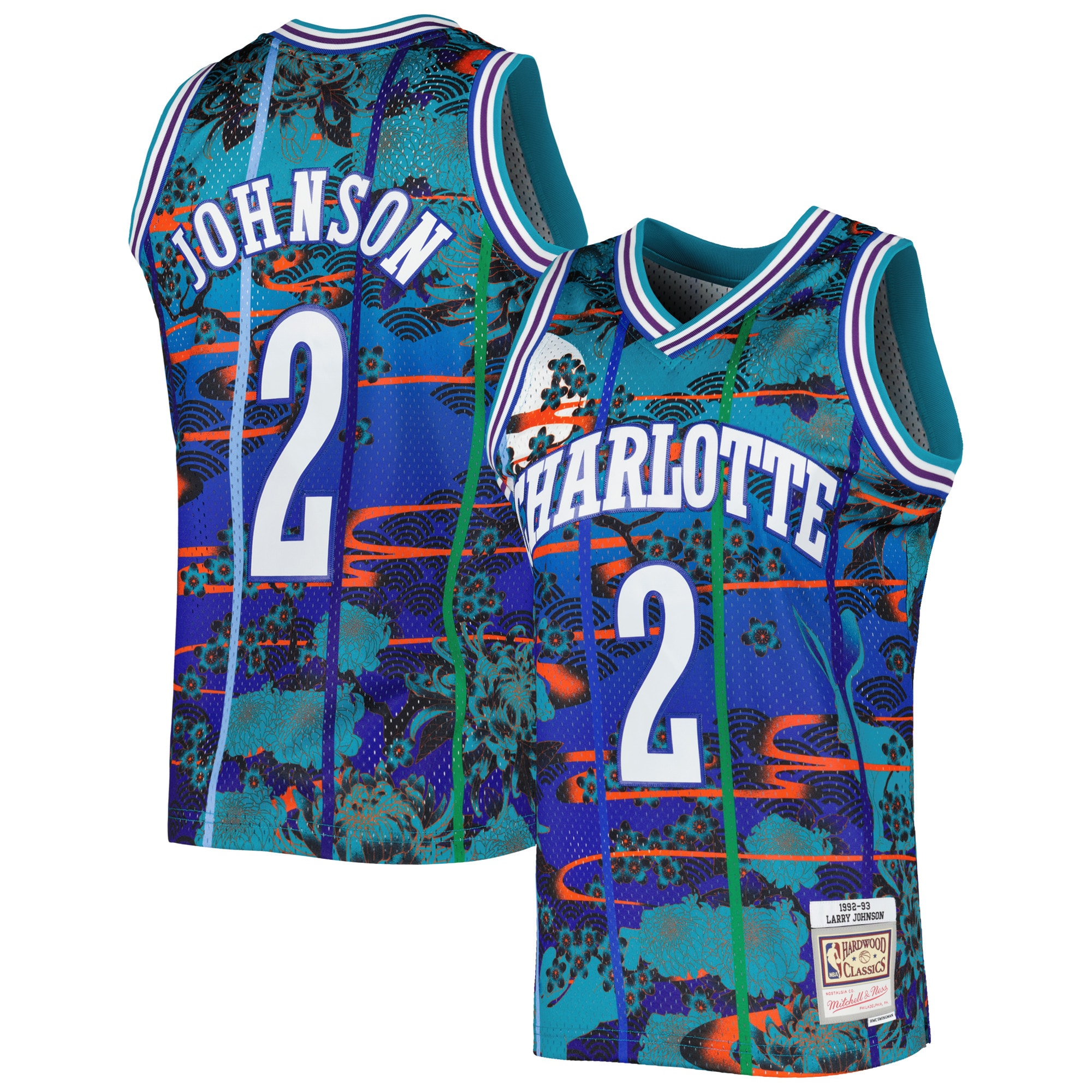 Larry Johnson Charlotte Hornets Mitchell & Ness Hardwood Classics Lunar New Year Swingman Jersey - Teal