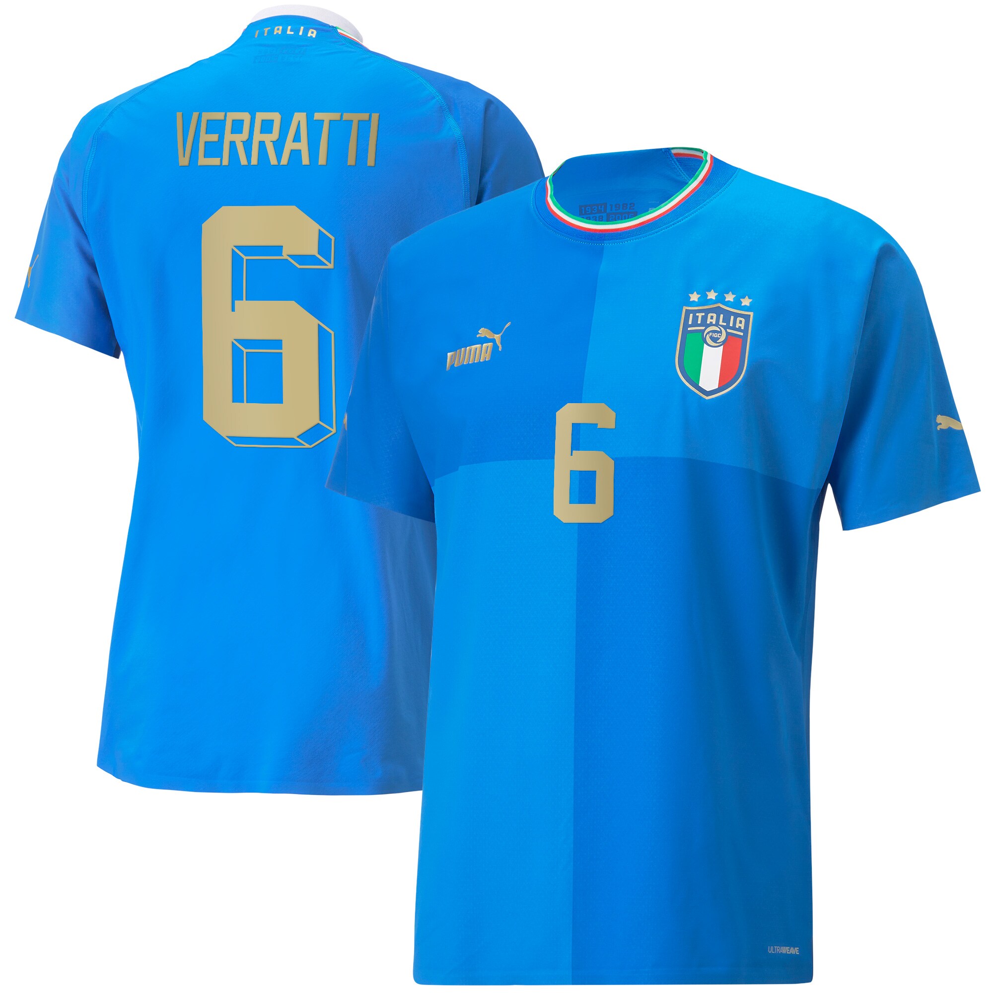 Marco Verratti Italy National Team Puma 2022/23 Home Authentic Player Jersey - Blue