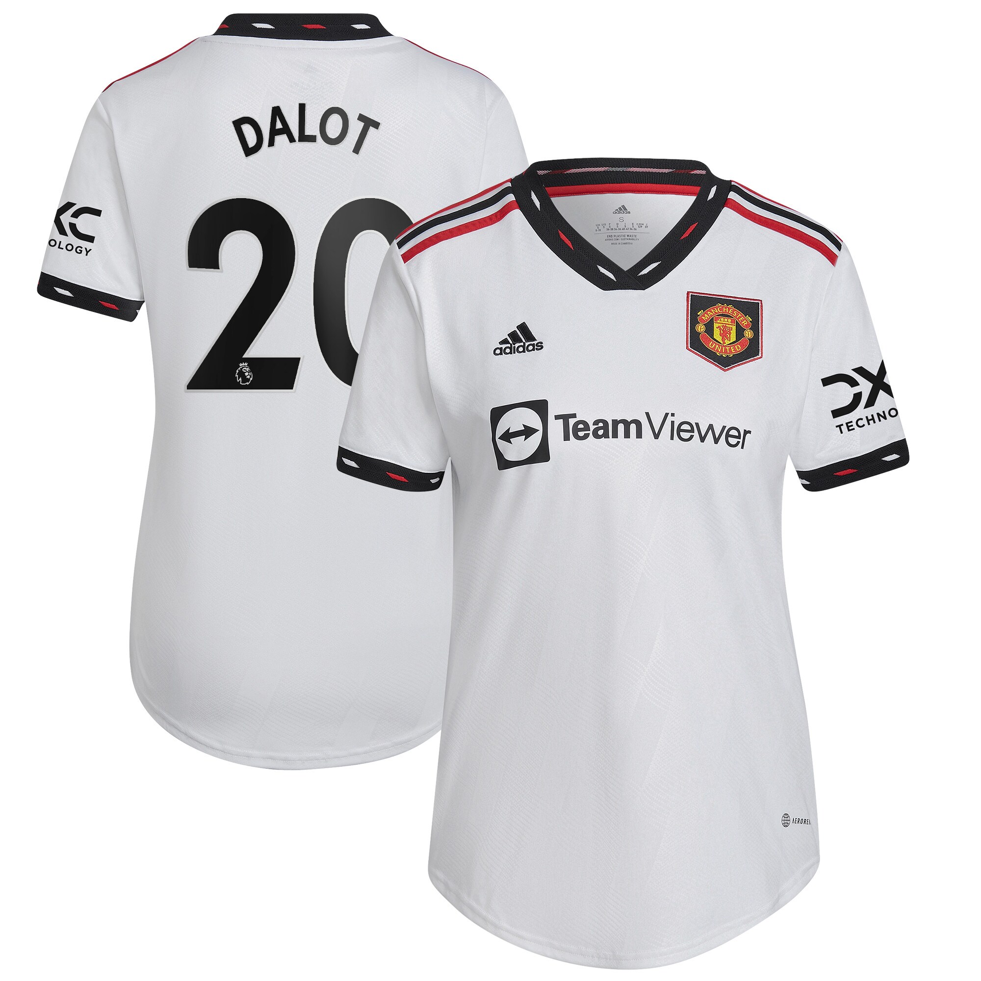 Diogo Dalot Manchester United adidas Women's 2022/23 Away Replica Player Jersey - White