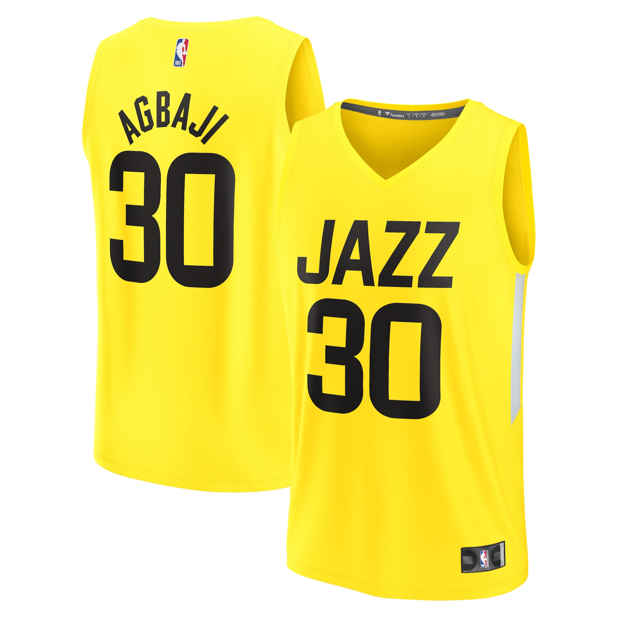 Ochai Agbaji Utah Jazz Fanatics Branded Youth Fast Break Player Jersey - Icon Edition - Yellow