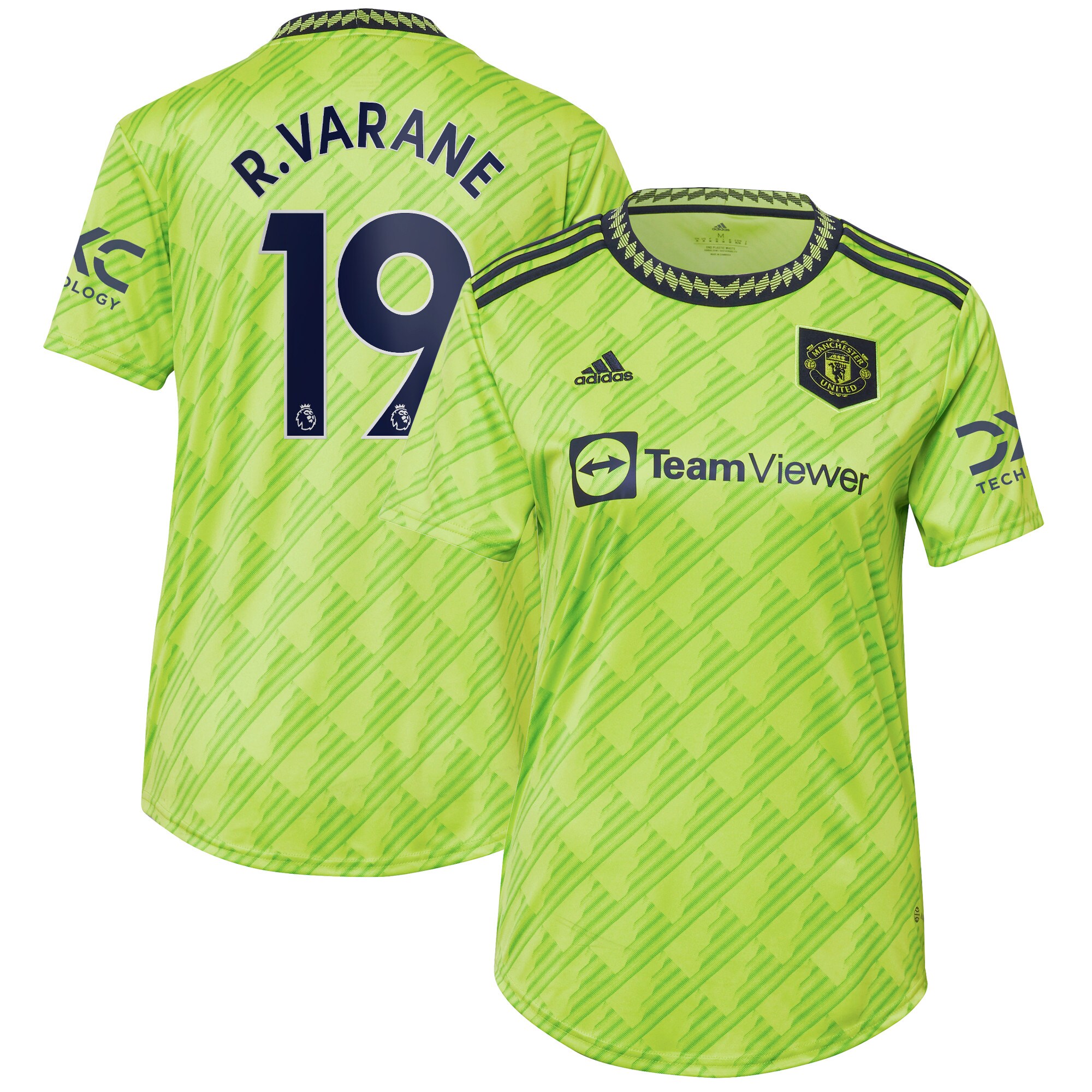 Raphael Varane Manchester United adidas Women's 2022/23 Third Replica Player Jersey - Neon Green