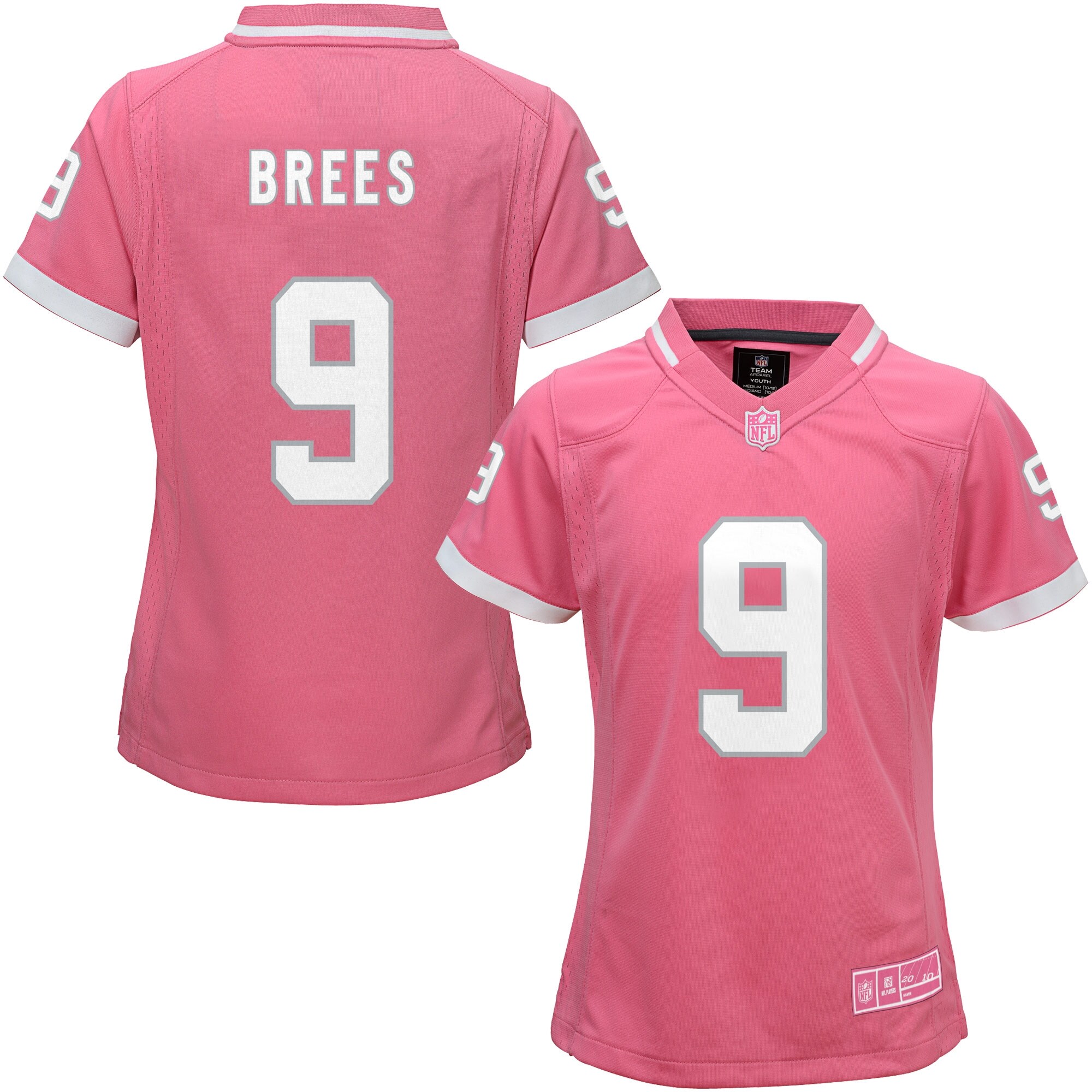 Drew Brees New Orleans Saints Girls Youth Bubble Gum Jersey - Pink