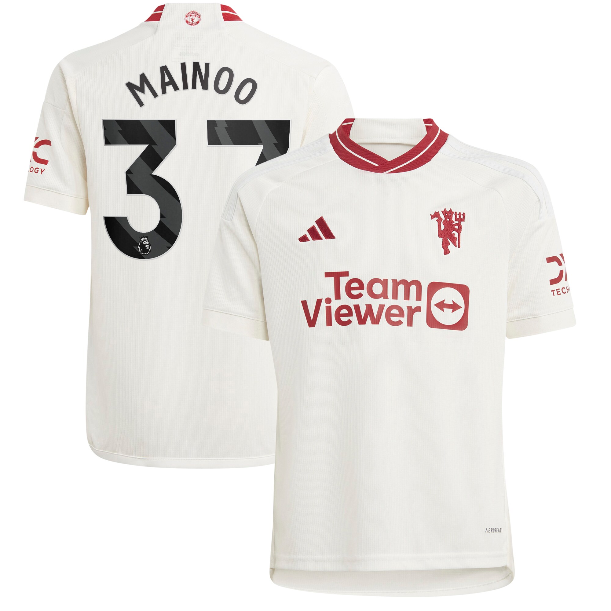 Kobbie Mainoo Manchester United adidas Youth 2023/24 Third Replica Player Jersey - White
