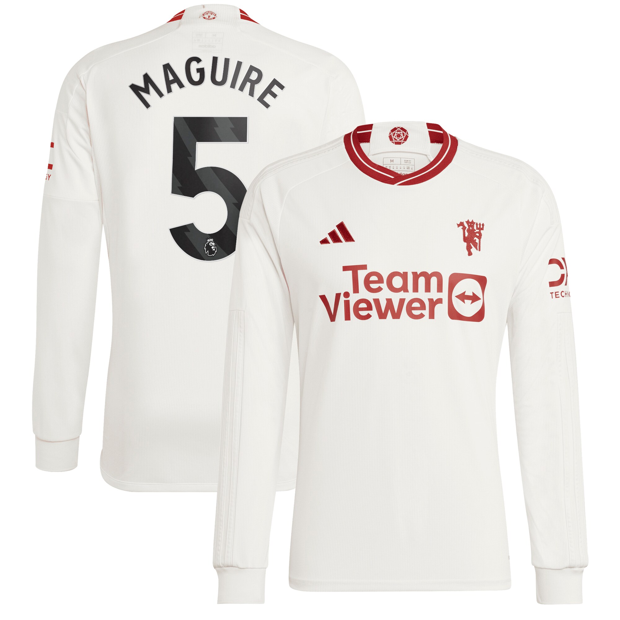 Harry Maguire Manchester United adidas 2023/24 Third Replica Long Sleeve Player Jersey - White