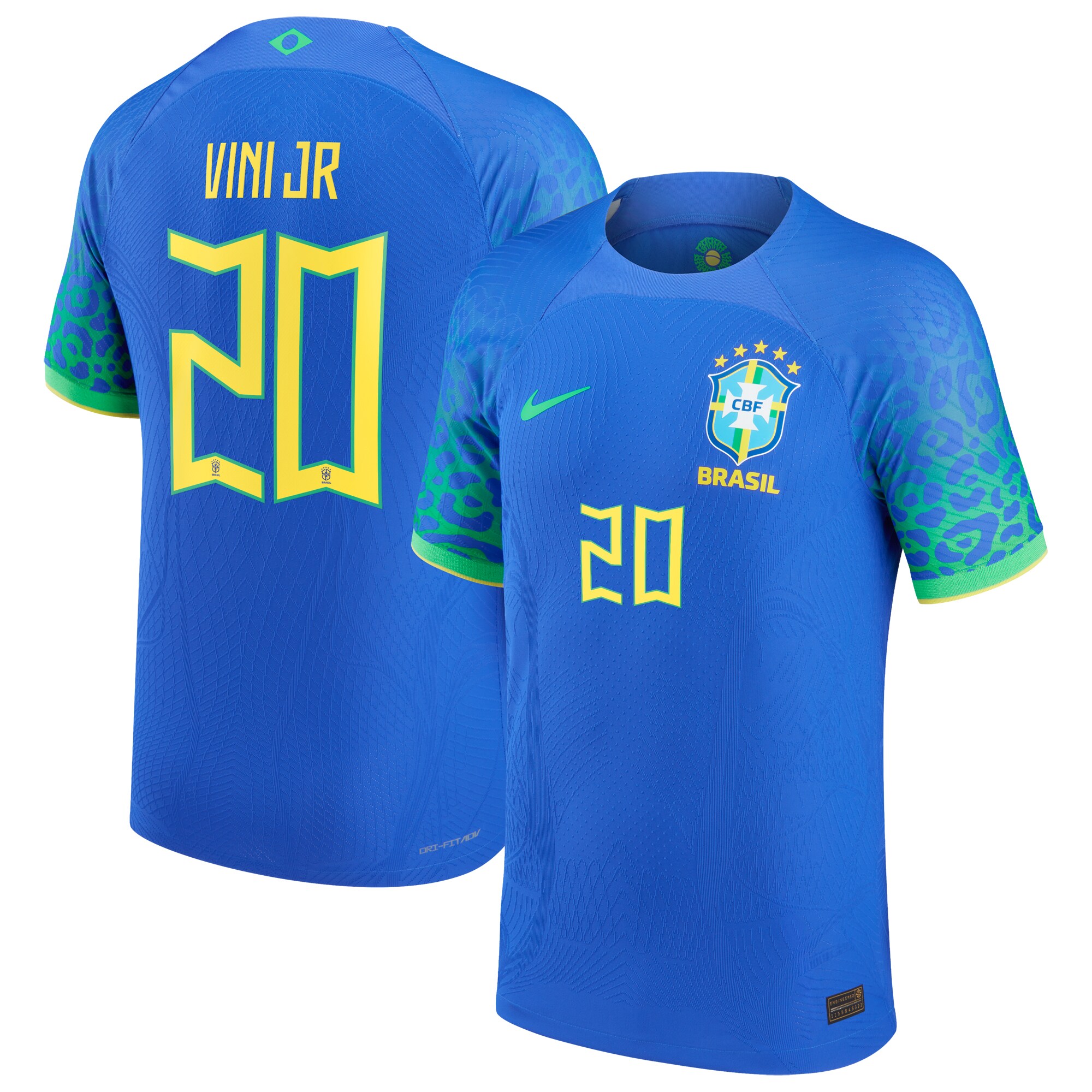Vinicius Junior Brazil National Team Nike 2022/23 Authentic Away Jersey - Blue