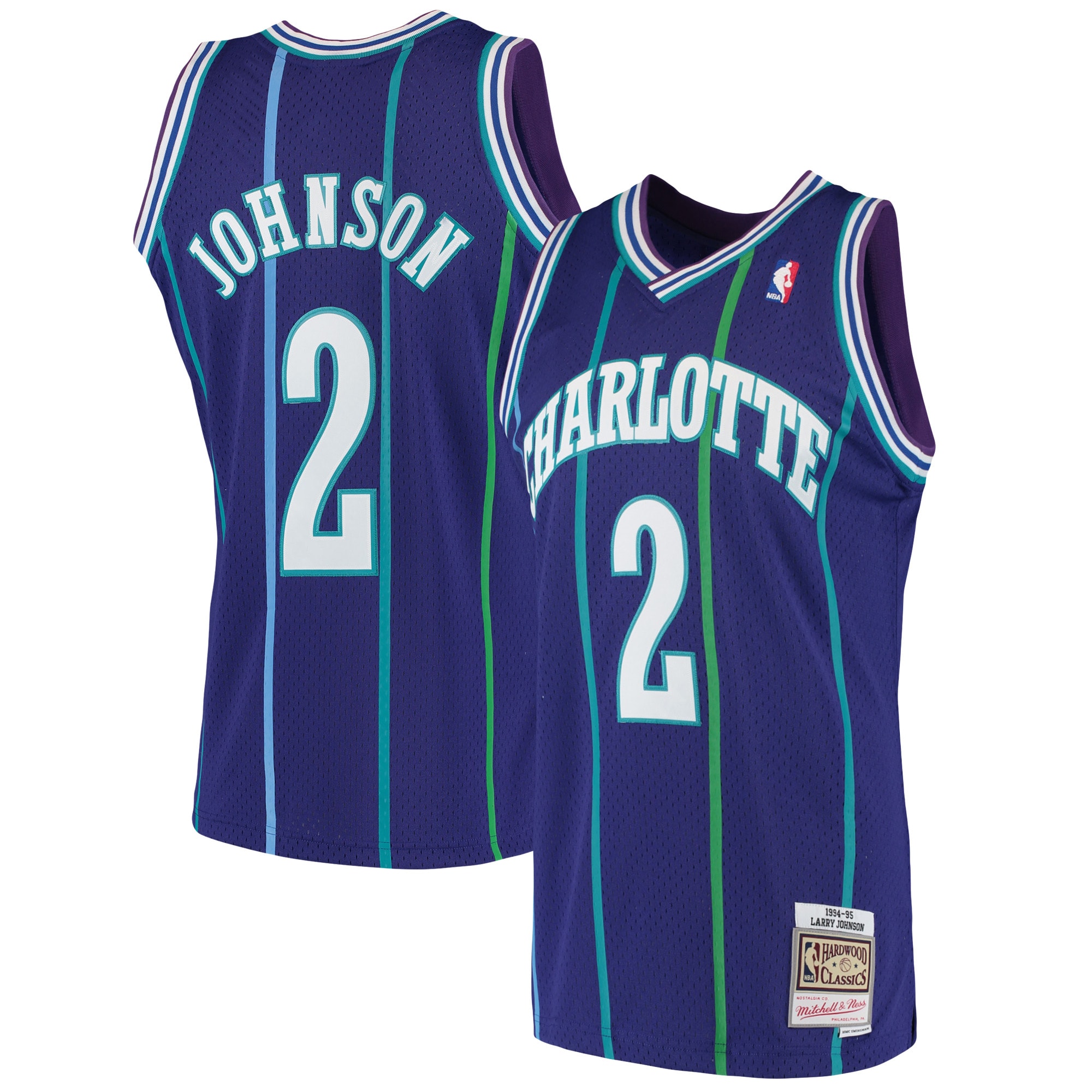 Larry Johnson Charlotte Hornets Mitchell & Ness Hardwood Classics Swingman Jersey - Purple