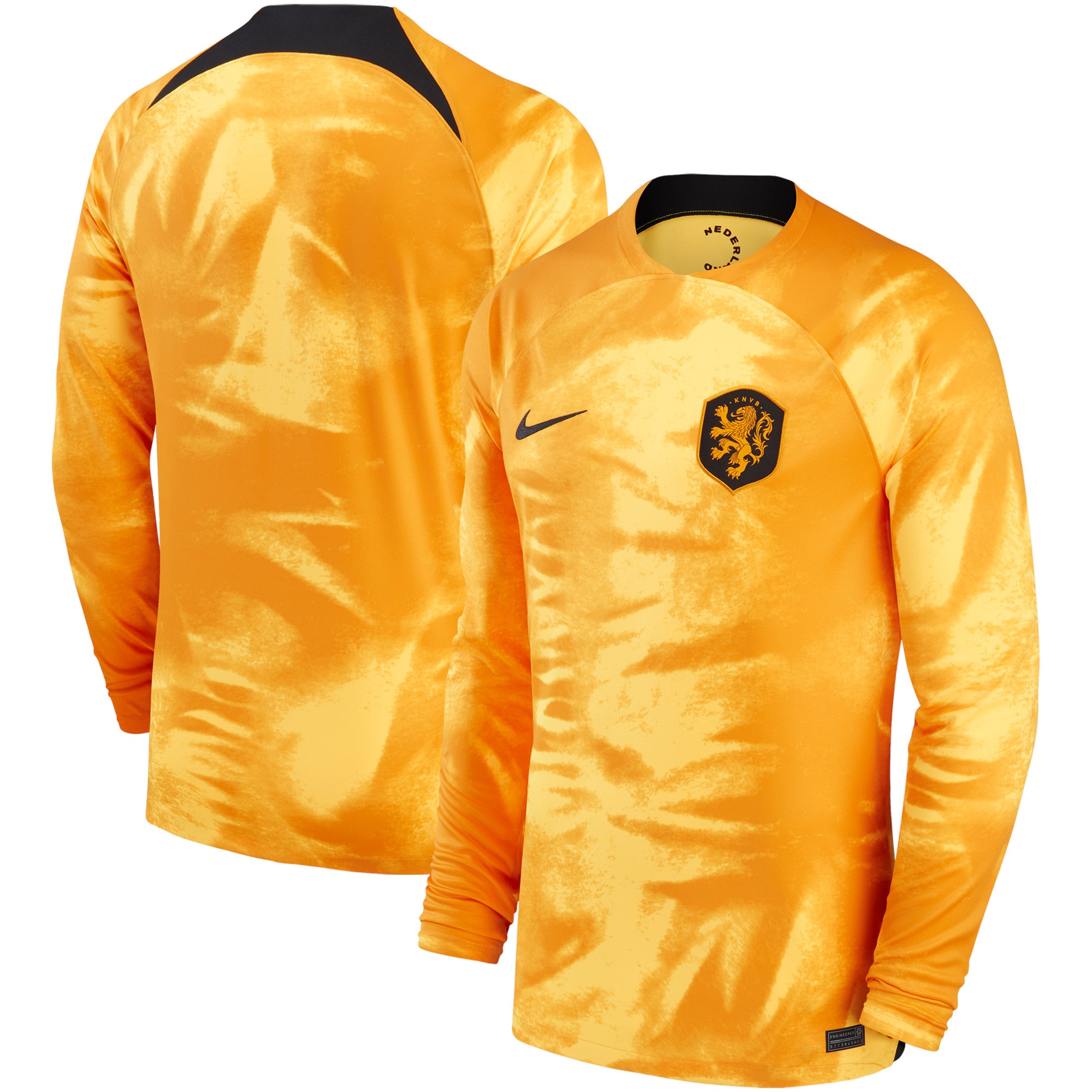 Netherlands National Team Nike 2022/23 Home Breathe Stadium Replica Blank Long Sleeve Jersey - Orange