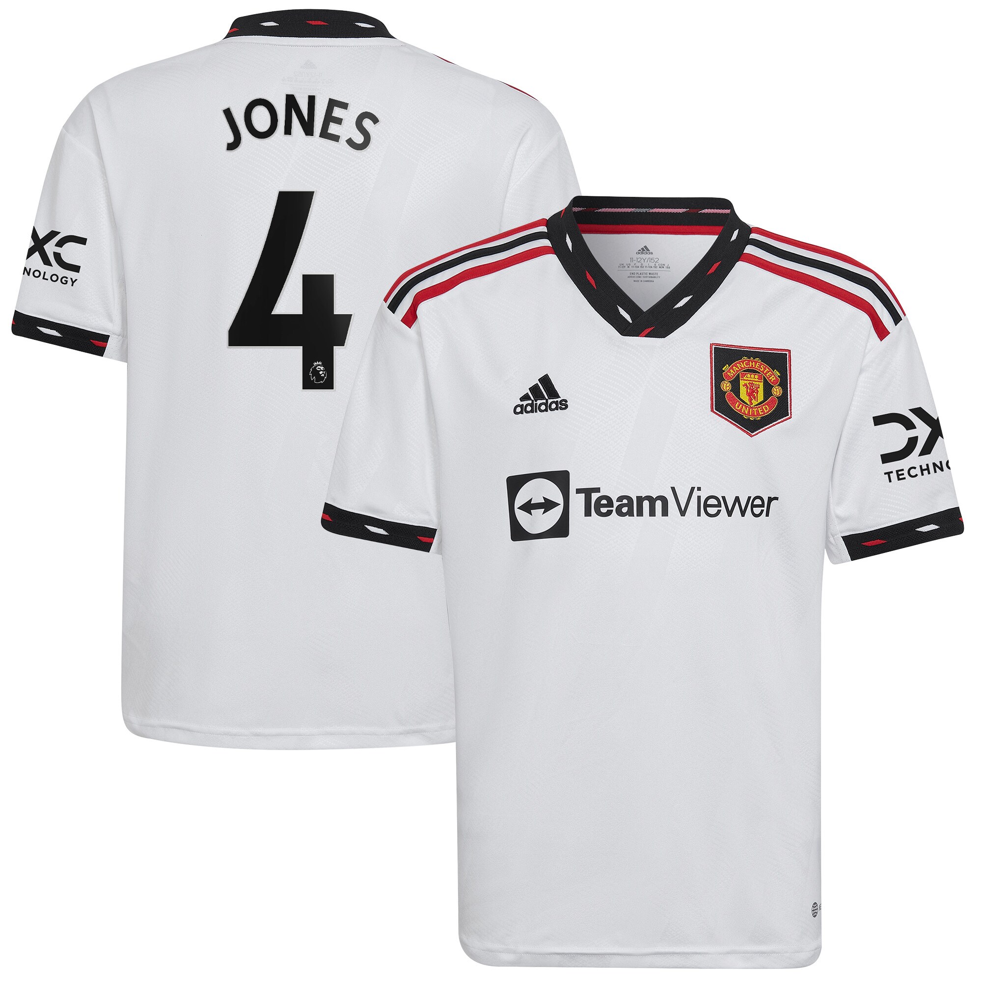 Phil Jones Manchester United adidas Youth 2022/23 Away Replica Player Jersey - White